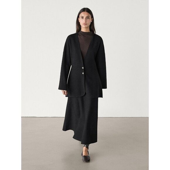 Massimo Dutti Women Sweater Blazer Size L Black Special Edition 6000/401 NWT - Picture 1 of 14